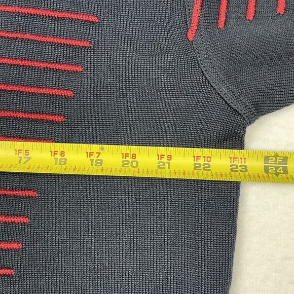 Cag Triko Men’s Wool Mock Neck Sweater Navy Red Striped Business Preppy-M - Picture 5 of 11